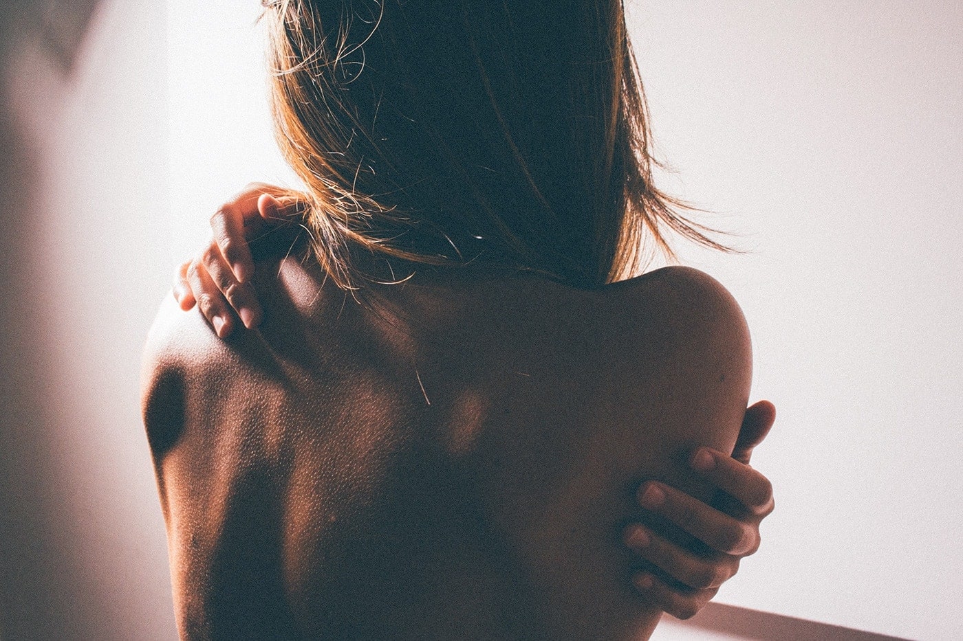 Womans bare back