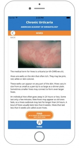 AAD Chronic Hives smartphone app reviewed by Miiskin