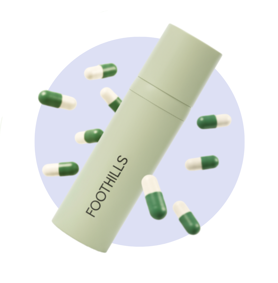 customized hair loss treatment online Two dark spray bottles labeled 'Spironolactone + Minoxidil' and 'Dutasteride + Minoxidil' placed over pastel abstract rounded shapes. The bottles represent topical hair loss treatments, with modern and clean label designs