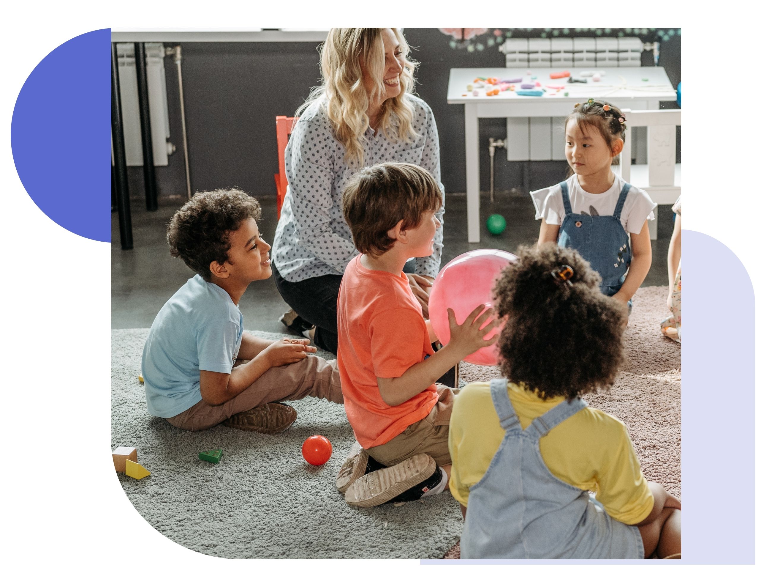 children in kindergarden  with teacher representing who is most at risk