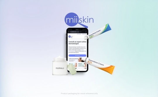 where to buy tazarotene online visual featuring a phone with the Miiskin consult an online dermatologist page