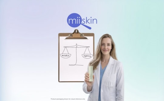 Alternative to Agency’s tretinoin shown with Dr. Anne Allen, Miiskin independent board-certified dermatologist, holding Foothills compounding medicine.