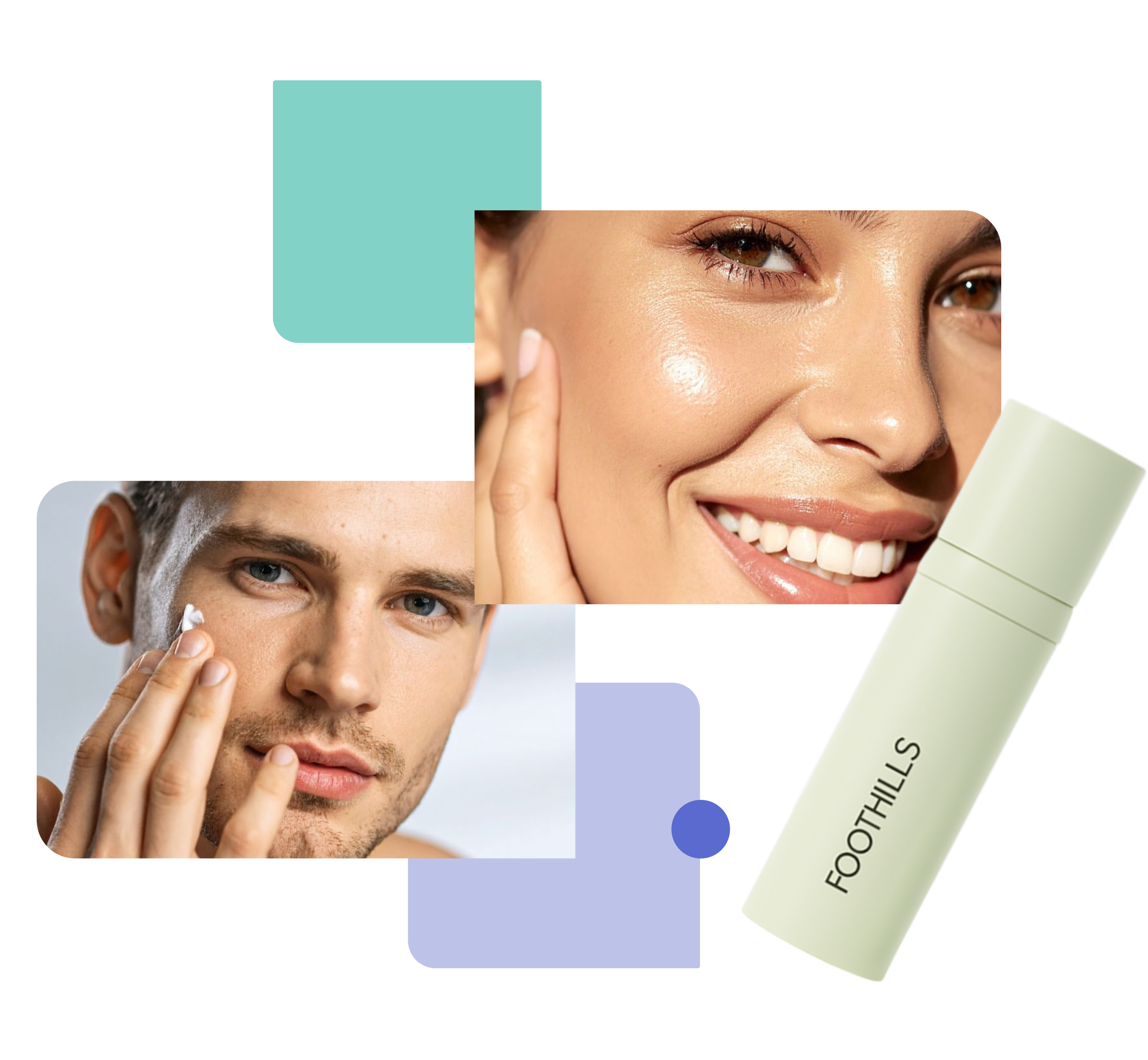 a man and a woman presented with skin problems and foothills bottle of medication