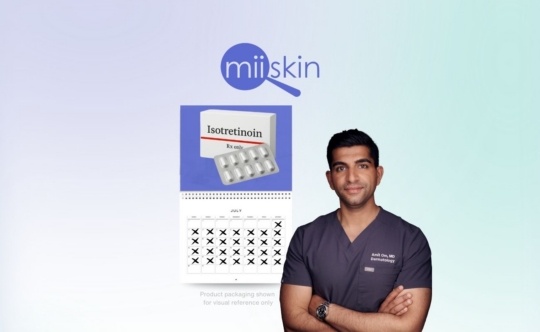 the isotretinoin (accutane) timeline, an image of dr om next to a calendar
