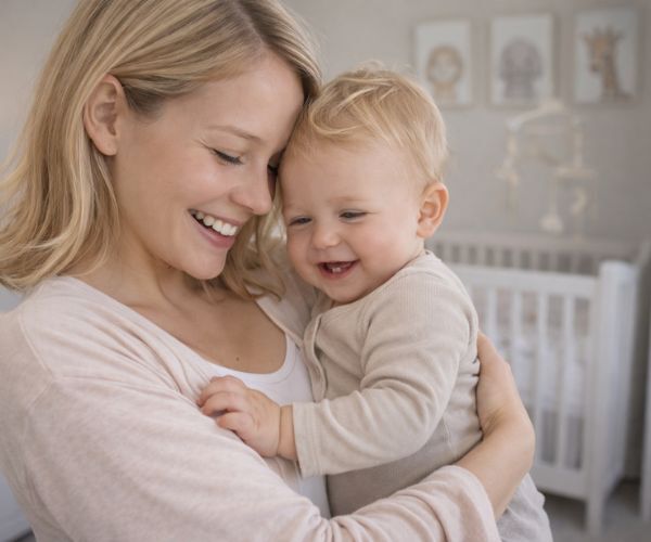 mom and son taking a photos for a scabies photo consultation