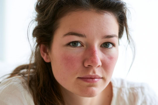 woman with rosacea