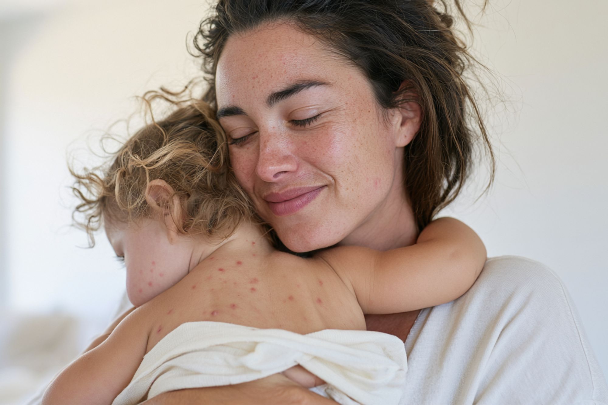 Close-up of a baby’s abdomen showing red, patchy rash and irritation on the skin. The image illustrates common infant skin conditions such as eczema or heat rash.