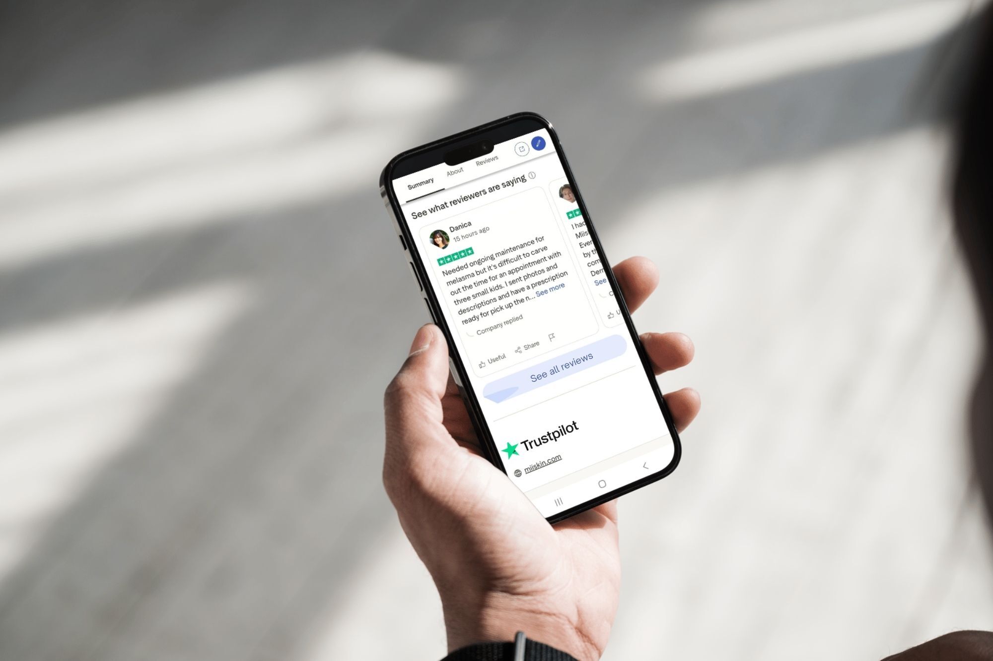 Reviewing Miiskin patient feedback on Trustpilot