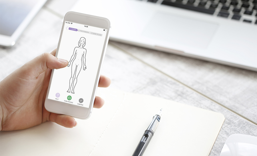 Skin examination with an app