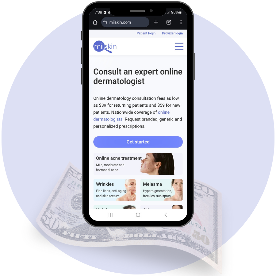 miiskin platform shown on phone