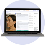 Laptop screen showing an online dermatology consultation, representing access to generic and compounded medications.
