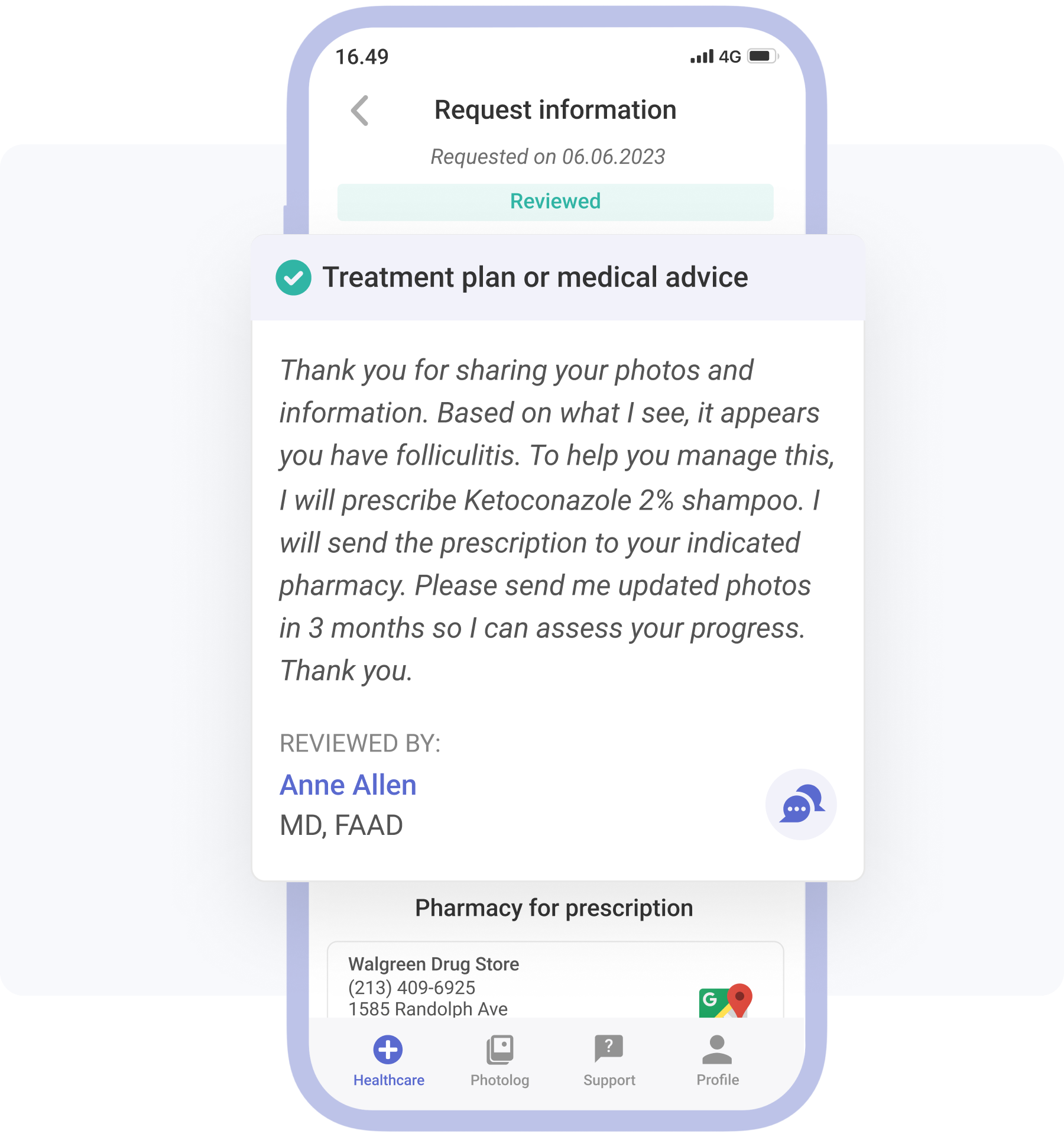 folliculitis treatment request and answer from a dermatologist