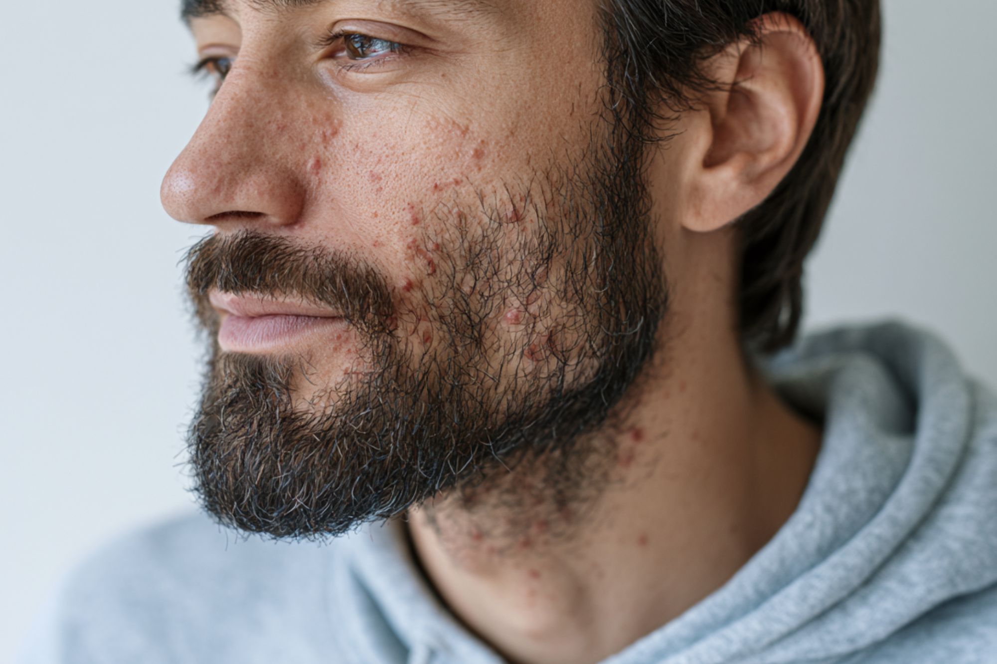 image showing folliculitis on woman's neck and man's face
