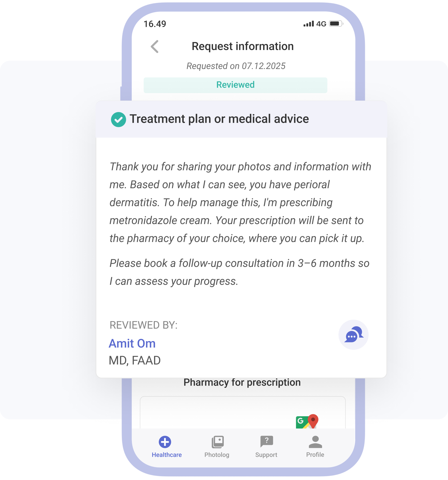 treatment plan for perioral dermatitis from a dermatologist